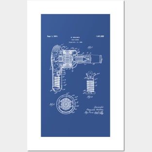 Hair Dryer Patent - Salon Art - Blueprint Posters and Art